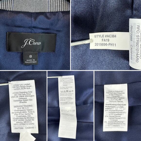 J.Crew Grey Glen Plaid Single-Breasted Harriet Belted Blazer Jacket AC384 Size 8 - Picture 11 of 16